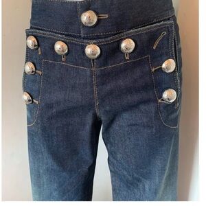 Gucci Dark Indigo High-Rise Jeans with Silver Buttons